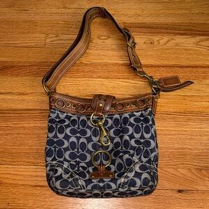 COACH Vintage Denim Vachetta Leather Shoulder Bag